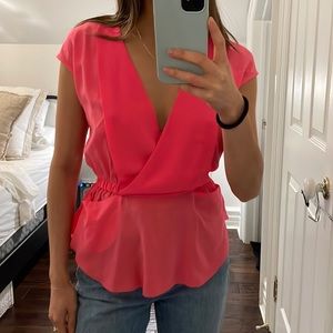 Aritzia Pink 100% Silk Blouse